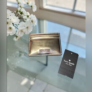 Kate Spade NWT Mirror Metallic Shiny Silver Card Holder